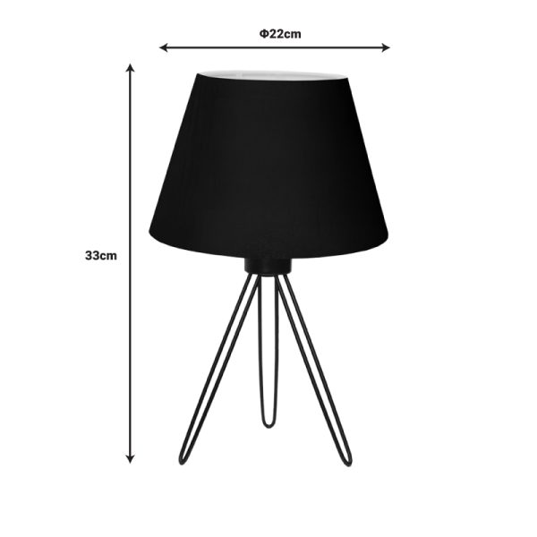 202 000127 2 3 Table lamp Sherini pakoworld metal and fabric in black color 22x22x33cmLighting > Table