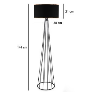 202 000142 2 2 Floor lamp Firdo I pakoworld E27 fabric-metal black Φ38x121cmLighting > Floor