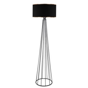 202 000142 3 Floor lamp Firdo I pakoworld E27 fabric-metal black Φ38x121cmLighting > Floor