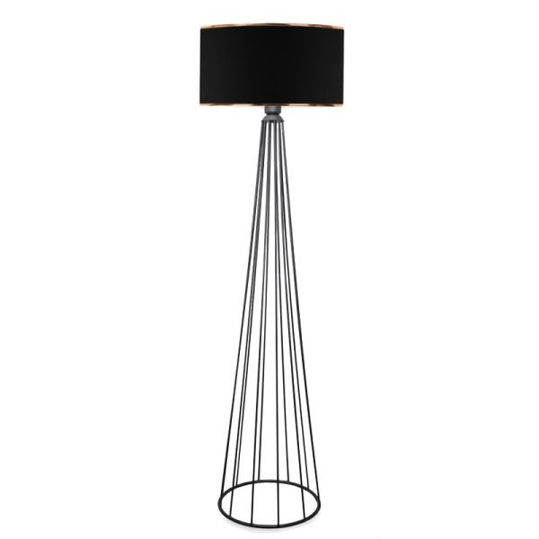 202 000142 3 Floor lamp Firdo I pakoworld E27 fabric-metal black Φ38x121cmLighting > Floor