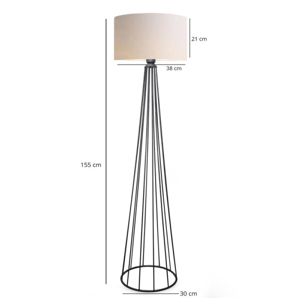 202 000143 2 2 Floor lamp Firdo I pakoworld E27 fabric cream -metal black Φ38x121cmLighting > Floor