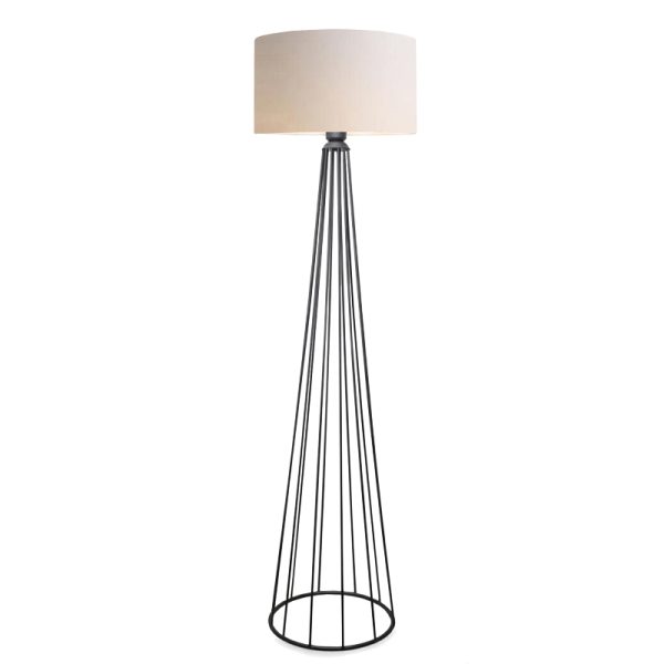 202 000143 3 Floor lamp Firdo I pakoworld E27 fabric cream -metal black Φ38x121cmLighting > Floor