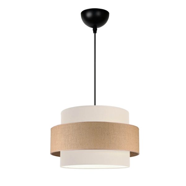 202 000148 3 Ceiling light Fozy pakoworld fabric in cream-Jute color D30x22cmLighting > Ceiling