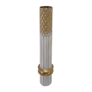 209 000007 6 Bruna Inart decorative vase metal in gold and white shade D15.2x76.5cmDecoration > Decorations
