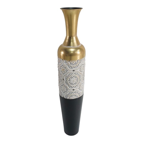 209 000020 2 Decorative vase Balan Inart metal in gold, black and white shade D16.5x88.3cmDecoration > Decorations