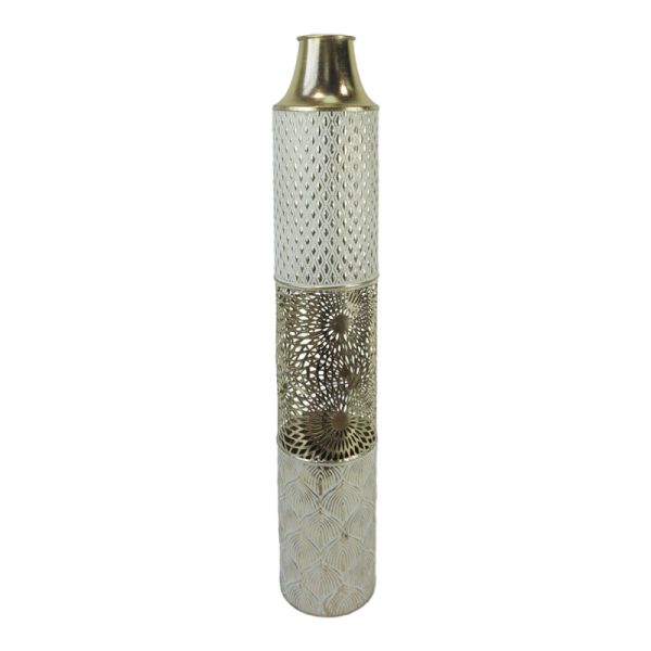 209 000024 3 Decorative vase Tecna Inart metal in gold and white shade D14.6x81.3cmDecoration > Decorations