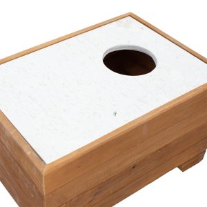 211 000010 2 5 Table-champagne stand Otis pakoworld beech wood walnut-white marble 60x42x35cmOutdoor furniture > Coffee tables