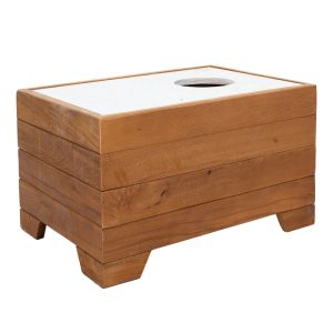 211 000010 6 Table-champagne stand Otis pakoworld beech wood walnut-white marble 60x42x35cmOutdoor furniture > Coffee tables