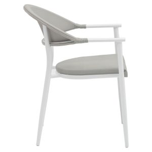 216 000002 2 3 Armchair Pino pakoworld aluminum white-textilene grayOutdoor furniture > Garden armchairs