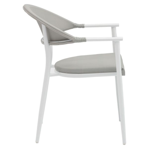 216 000002 2 3 Armchair Pino pakoworld aluminum white-textilene grayOutdoor furniture > Garden armchairs