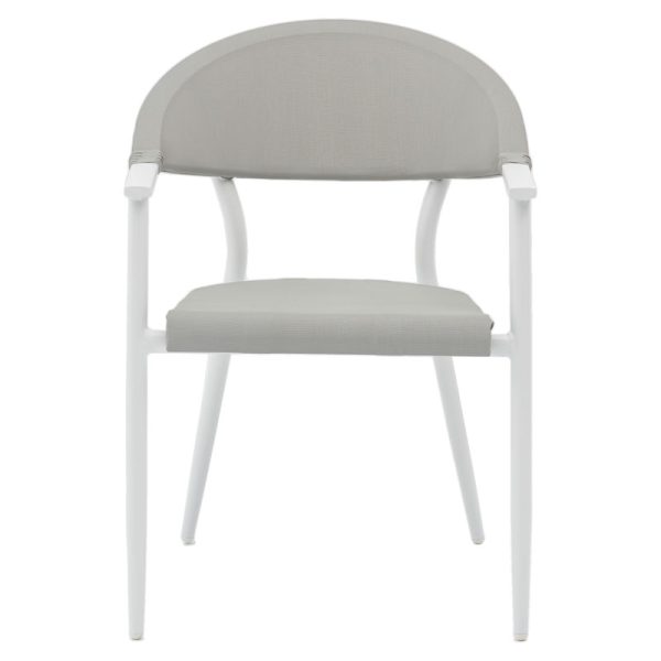 216 000002 3 3 Armchair Pino pakoworld aluminum white-textilene grayOutdoor furniture > Garden armchairs