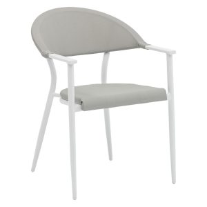 216 000002 5 Armchair Pino pakoworld aluminum white-textilene grayOutdoor furniture > Garden armchairs