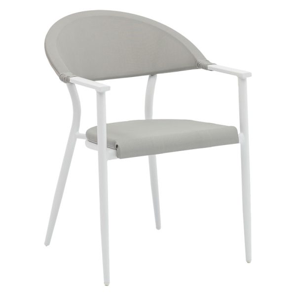 216 000002 5 Armchair Pino pakoworld aluminum white-textilene grayOutdoor furniture > Garden armchairs