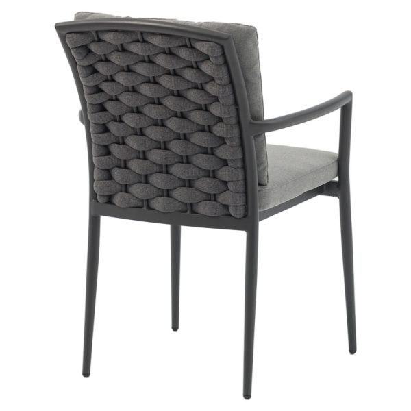 216 000009 2 2 Armchair Moritz pakoworld aluminum anthracite rope-grey cushionOutdoor furniture > Garden armchairs