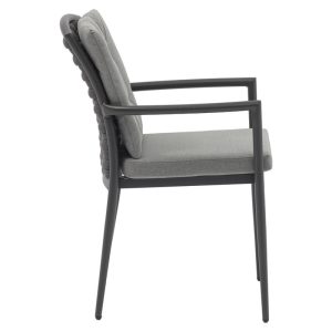 216 000009 3 2 Armchair Moritz pakoworld aluminum anthracite rope-grey cushionOutdoor furniture > Garden armchairs