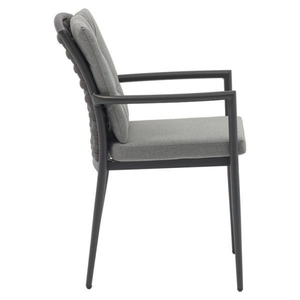 216 000009 3 2 Armchair Moritz pakoworld aluminum anthracite rope-grey cushionOutdoor furniture > Garden armchairs