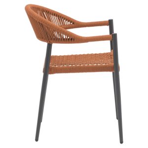 216 000013 3 3 Armchair Freiburg pakoworld aluminum black-rope natural-brick redSPRING OFFERS