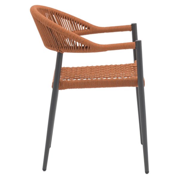 216 000013 3 3 Armchair Freiburg pakoworld aluminum black-rope natural-brick redSPRING OFFERS
