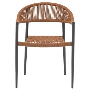 216 000013 4 3 Armchair Freiburg pakoworld aluminum black-rope natural-brick redSPRING OFFERS