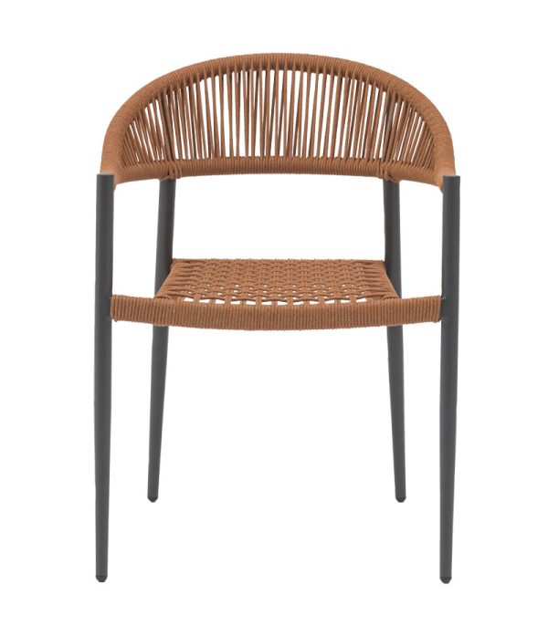 216 000013 4 3 Armchair Freiburg pakoworld aluminum black-rope natural-brick redSPRING OFFERS