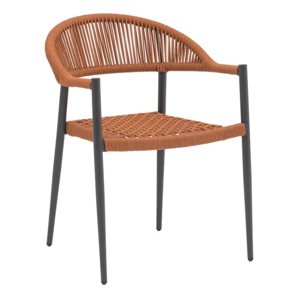216 000013 6 Armchair Freiburg pakoworld aluminum black-rope natural-brick redSPRING OFFERS
