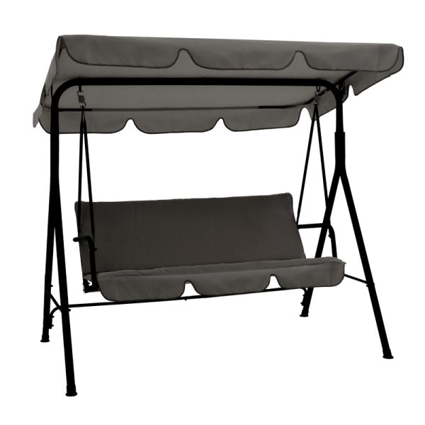 219 000010 13 Globo pakoworld garden swing metal black-fabric grey 170x110x153cmOutdoor furniture > Gardens swings