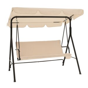 219 000011 7 Globo pakoworld garden swing metal black-fabric beige 170x110x153cmOutdoor furniture > Gardens swings