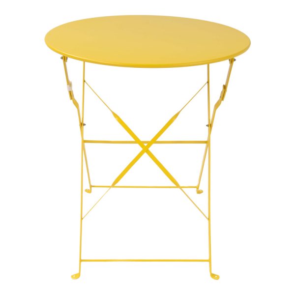 219 000013 4 7 Bistro pakoworld 3 pcs metal folding dining table in yellow shade D60x71cmOutdoor furniture > Garden food table