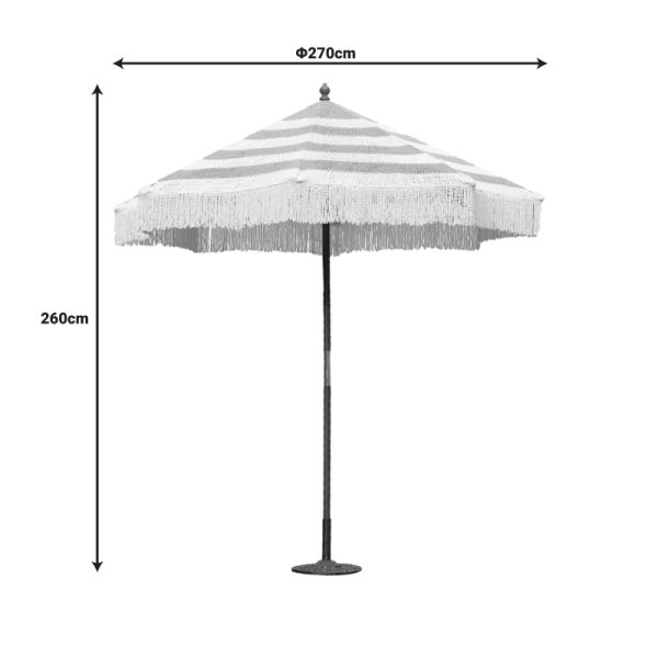 220 000012 2 2 Garden umdrella Brilie pakoworld wood-macrame D2.70x2.60 m brown-whiteOutdoor furniture > Garden umbrellas