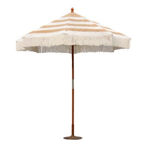 220 000012 3 Garden umdrella Brilie pakoworld wood-macrame D2.70x2.60 m brown-whiteOutdoor furniture > Garden umbrellas