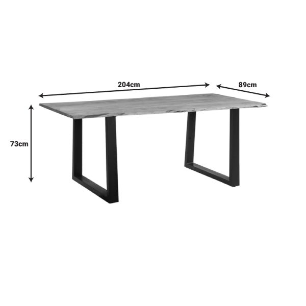 223 000019 4 2 Slim pakoworld table solid acacia wood walnut-leg black 200x100x75.6cmBOHO CHIC > Dining Tables