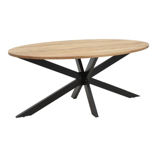 223 000029 5 Table Bonre pakoworld natural solid acacia wood-black metal leg 175x96x76cmBOHO CHIC > Dining Tables