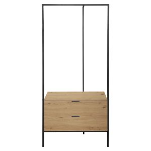 225 000051 2 2 Entrance furniture Keila pakoworld melamine in natural shade and black metal 85x45x190cmIndoor furniture > Entrance furniture