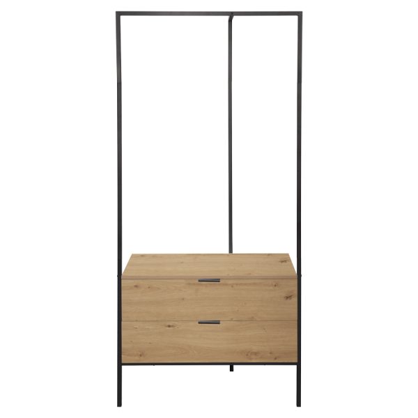 225 000051 2 2 Entrance furniture Keila pakoworld melamine in natural shade and black metal 85x45x190cmIndoor furniture > Entrance furniture