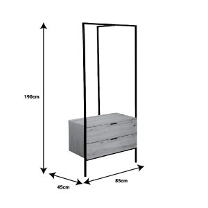 225 000051 3 2 Entrance furniture Keila pakoworld melamine in natural shade and black metal 85x45x190cmIndoor furniture > Entrance furniture