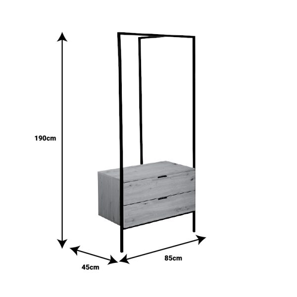 225 000051 3 2 Entrance furniture Keila pakoworld melamine in natural shade and black metal 85x45x190cmIndoor furniture > Entrance furniture