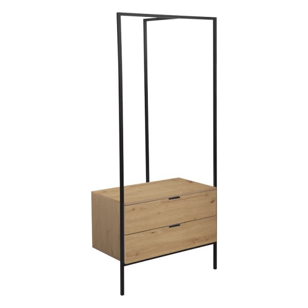 225 000051 4 Entrance furniture Keila pakoworld melamine in natural shade and black metal 85x45x190cmIndoor furniture > Entrance furniture
