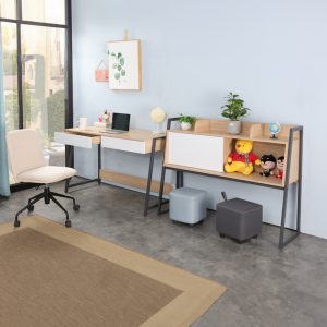 225 000052 2 5 Jersey pakoworld melamine work desk in natural-white shade and anthracite metal 124x54x171cmOffice furniture > Working desk