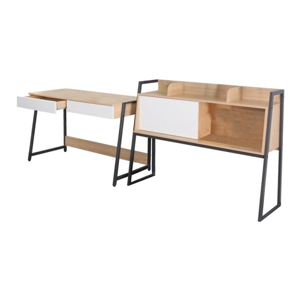 225 000052 3 5 Jersey pakoworld melamine work desk in natural-white shade and anthracite metal 124x54x171cmOffice furniture > Working desk