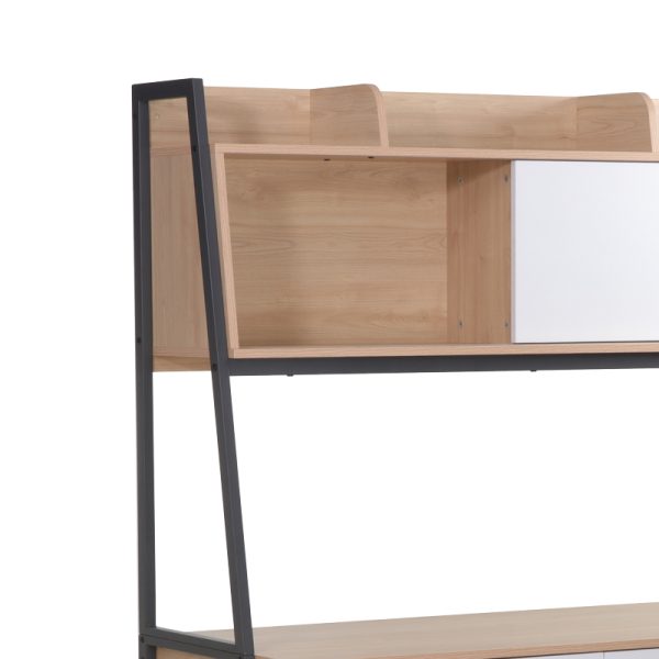 225 000052 4 5 Jersey pakoworld melamine work desk in natural-white shade and anthracite metal 124x54x171cmOffice furniture > Working desk