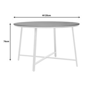 225 000054 2 6 Gianno pakoworld melamine table in natural shade and white metal leg Φ120x76cmIndoor furniture > Dining Tables