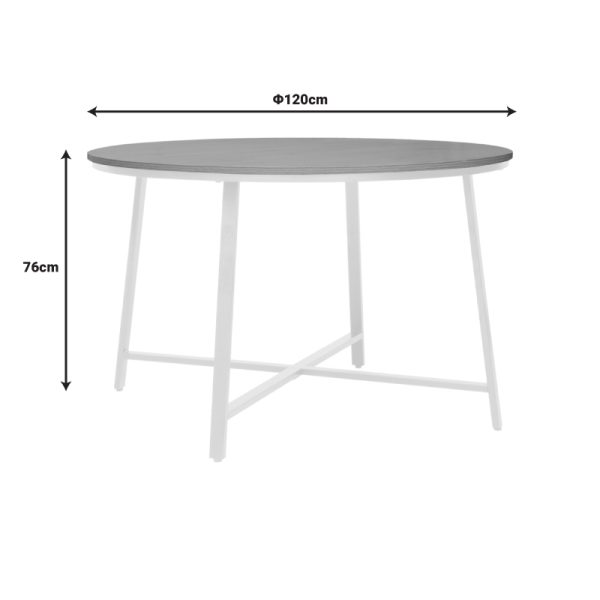 225 000054 2 6 Gianno pakoworld melamine table in natural shade and white metal leg Φ120x76cmIndoor furniture > Dining Tables