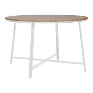 225 000054 7 Gianno pakoworld melamine table in natural shade and white metal leg Φ120x76cmIndoor furniture > Dining Tables
