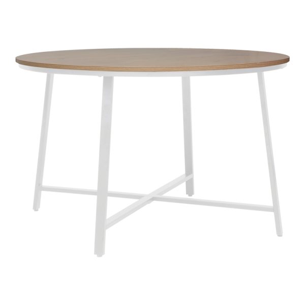 225 000054 7 Gianno pakoworld melamine table in natural shade and white metal leg Φ120x76cmIndoor furniture > Dining Tables