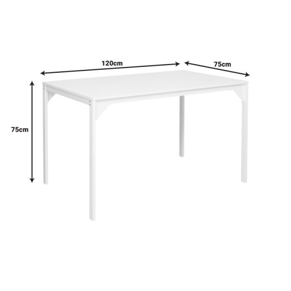 225 000055 2 8 Chan pakoworld melamine table in white shade and white metal leg 120x75x75cmIndoor furniture > Dining Tables