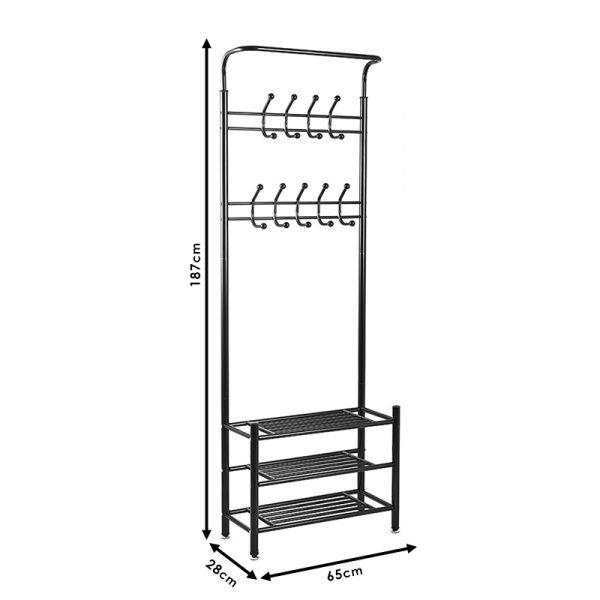 226 000006 3 9 Entrance unit Federica pakoworld metal black 65x28x187cmIndoor furniture > Entrance furniture