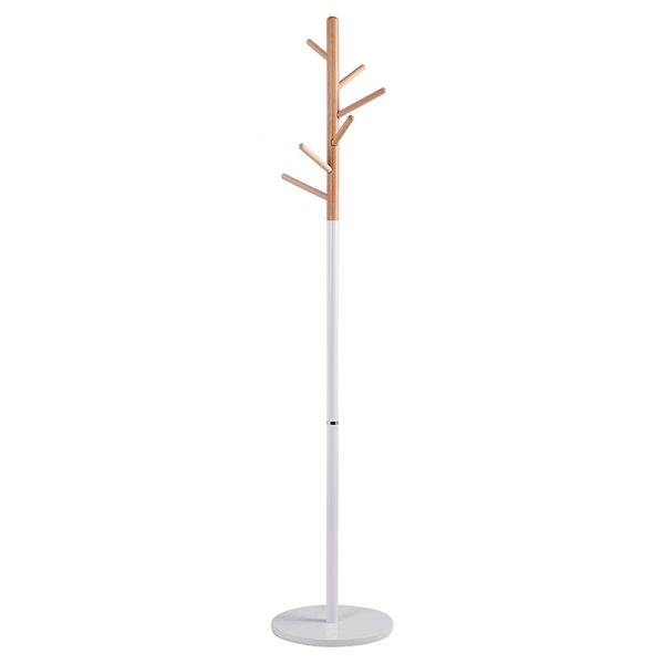 226 000021 14 Coat Stand Marianna pakoworld metal white-natural D37x169cmIndoor furniture > Hoods - Hangers