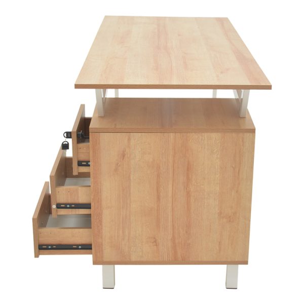 230 000030 3 2 Office desk with drawers Prosper pakoworld melamine natural-white140x60x76cmOffice furniture > Working desk
