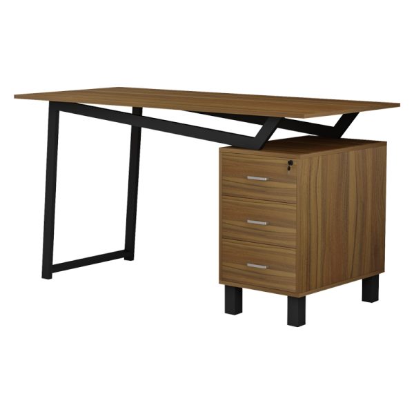 230 000031 2 6 Office desk with drawers Prosper pakoworld melamine walnut-black 140x60x76cmOffice furniture > Working desk