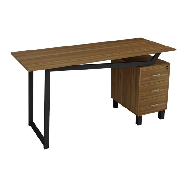 230 000031 3 6 Office desk with drawers Prosper pakoworld melamine walnut-black 140x60x76cmOffice furniture > Working desk
